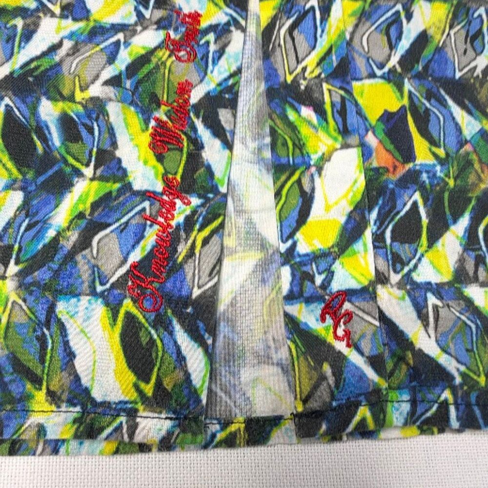 Robert Graham Men’s Lg Classic fit dress Shirt Blue Yellow Geometric Short Sleev - Picture 7 of 8